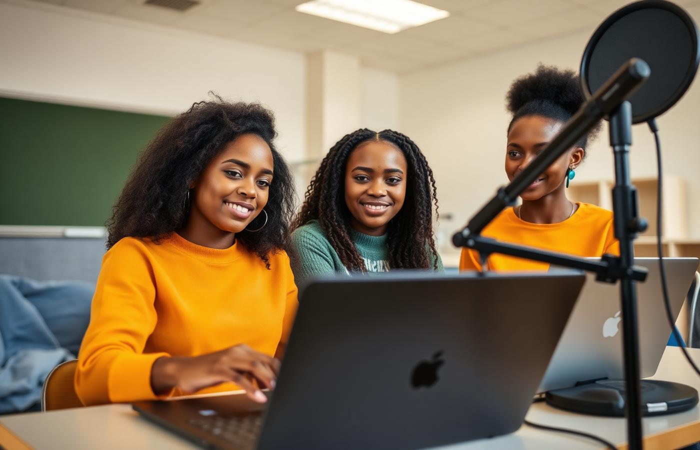 Young women documenting culture in a storytelling lab
